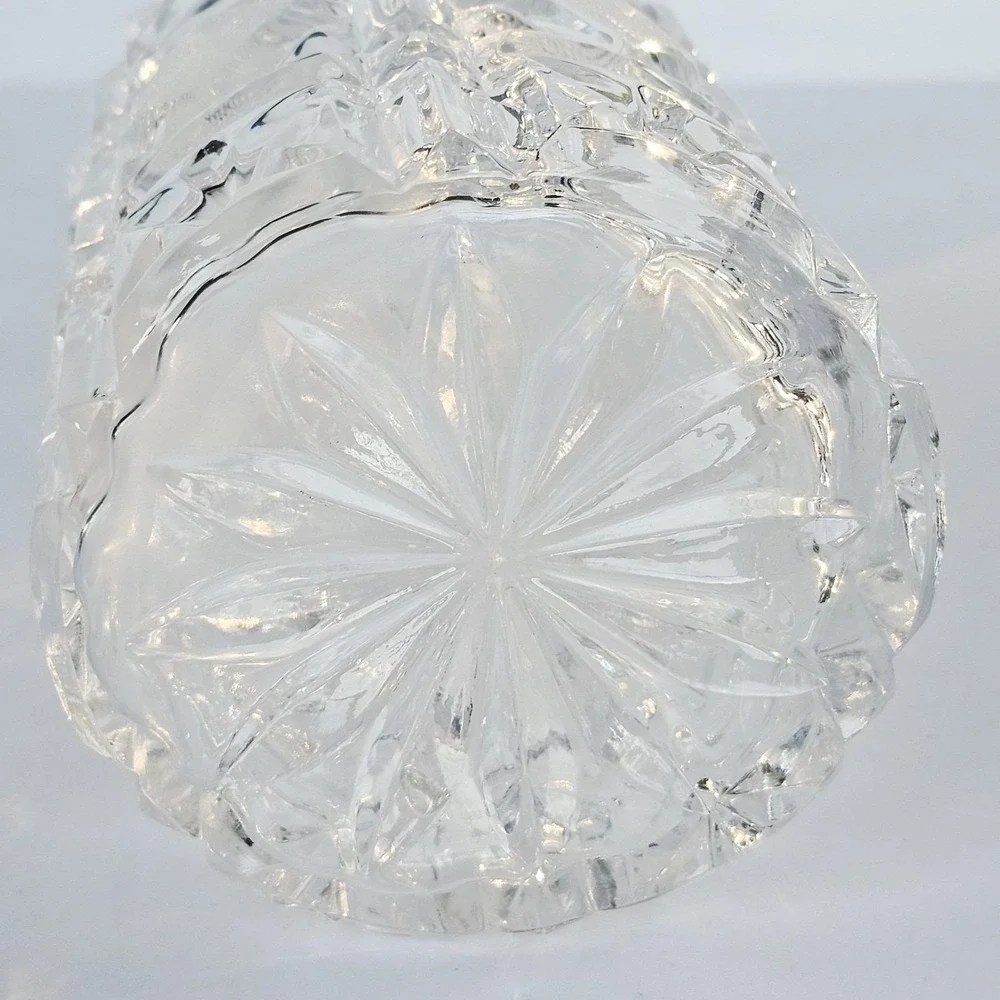 Vintage MCM Heavy Lead Crystal Liquor Decanter Starburst Diamond Pattern Barware